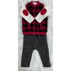 NWT First Impressions Buffalo Plaid three piece vest, top, pant set 18 mo